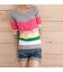 Colorful cotton rainbow  striped blouse