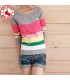 Colorful cotton rainbow  striped blouse