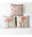 Three pink flamingo pillow cover