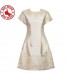 Spitze-Appliques-Satin-beige kurzes Kleid