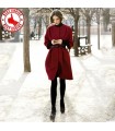 Vino cappotto di lana rosso con cintura