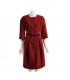 Wine red wool coat with belt