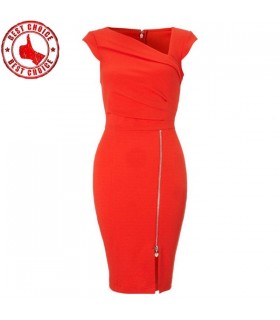Red Shift Dress Fashion Bureau Robe moulante