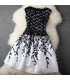 Print satin and stitch lace top dress
