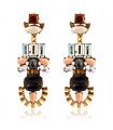 Vintage royal acrylic geometric crystal tassel earrings