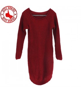 Red knitted wool dress