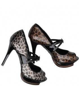 Fashion grey leopard pump shoes