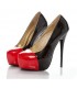 Chaussures noires et rouges de mode talon haut