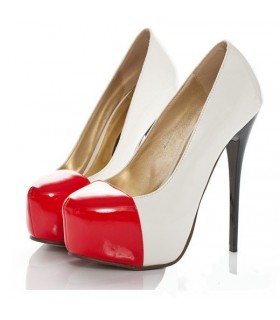 Fashion white and red high heel shoes
