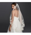 Real silk wedding veil embellished with lace