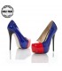 Mode bleu et des chaussures rouges à talons hauts