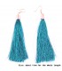 Blue ethnic style fabric tassel dangle earrings
