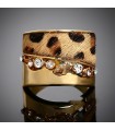 Gold embellished fur and stones ring