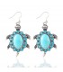 Vintage turtle crystal turquoise earrings