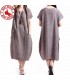 Linen loose short sleeve dress