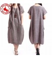 Linen loose short sleeve dress