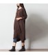 Brown embroidered linen casual dress
