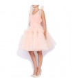 Rich pink tulle trimmed dress