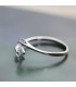 Silver plated two crystal free size ring