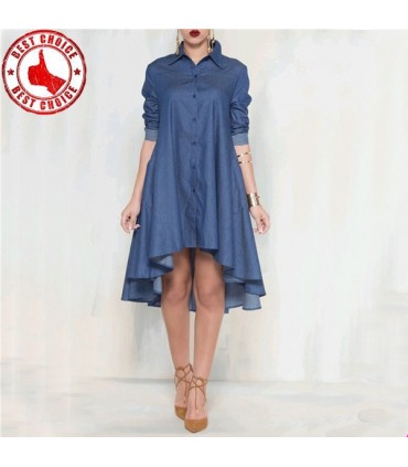 Irregular denim shirt type dress Size S