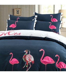Flamingo Stickerei Bettwäsche