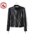 Black leather short jacket