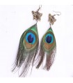 Butterfly peacock feathers long earrings 