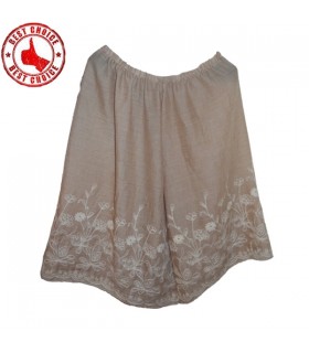 Linen cream embroidered cotton lace skirt