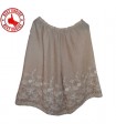Linen cream embroidered cotton lace skirt