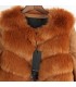 Brown artificial faux fur coat
