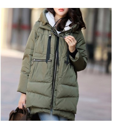 GloryA Womens Down Coat Thick Outerwear Hooded Winter Cotton-Padded Faux Fur Collar Parkas