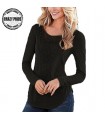 Hollow out black collar blouse