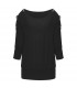 Stitching Hollow Out chain black blouse