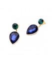 Dark blue crystal pendant earrings