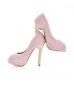 Fluffy pink peep toe shoes