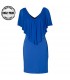 Elastic dress with chiffon ruffle in front