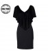 Elastic dress with chiffon ruffle in front