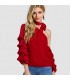 Asymmetric one shoulder red blouse