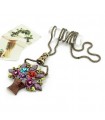 Vintage colored flower basket necklace 