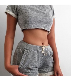 Sexy cropped top tracksuit cotton blend