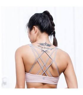 Quick dry padded pink sport strappy bra