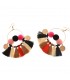 Fan shaped tassels colored earrings