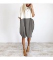 Loose linen grey and white dress