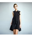 Black silk dress with front bow