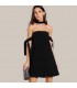 Off shoulder silk black dress