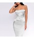 Elastic silk white dress