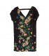 Linen black flower pattern comfy dress