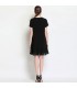 Black sexy small metal chains pleated dress
