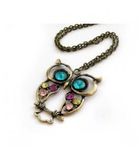 Retro bronze owl necklace 