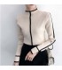 Modern structured beige with black lines sweater